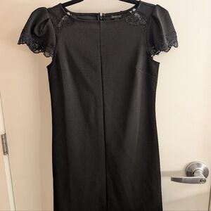 Ann Taylor Black Dress with Lace Accents
